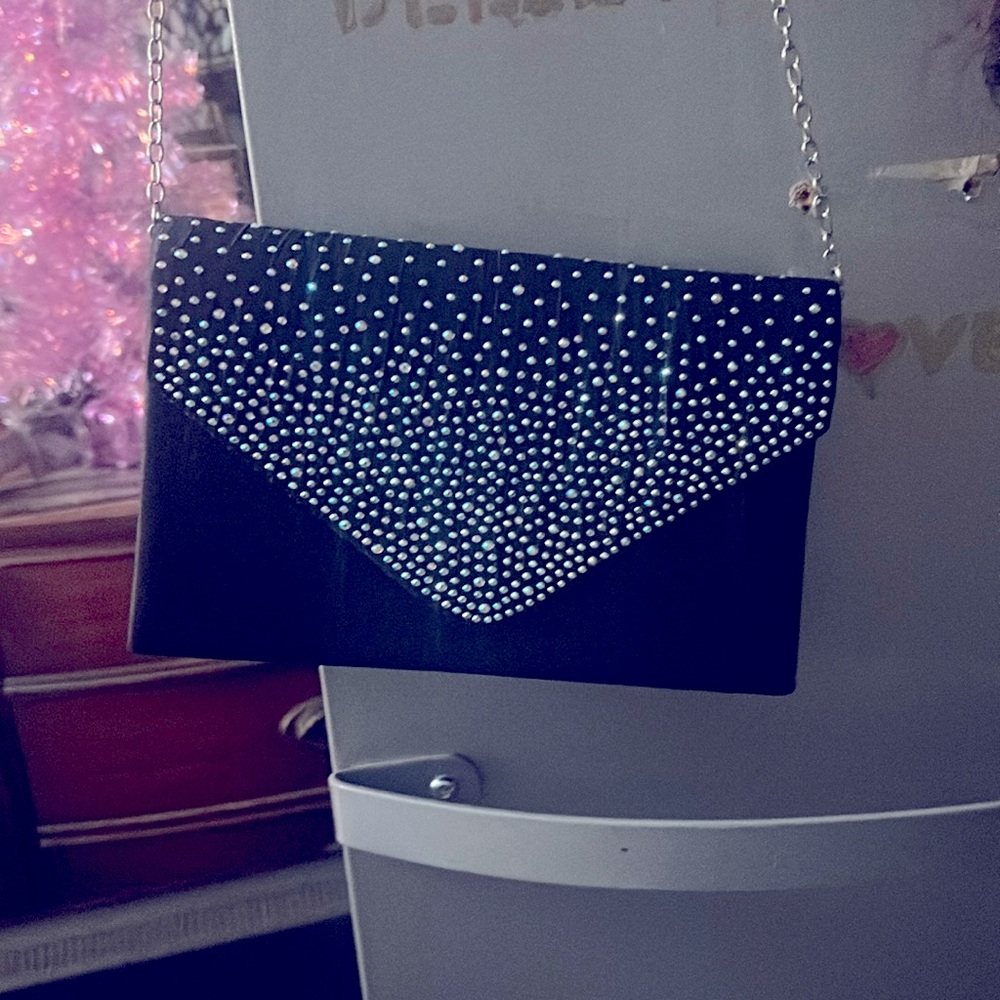 Black rhinestone purse
